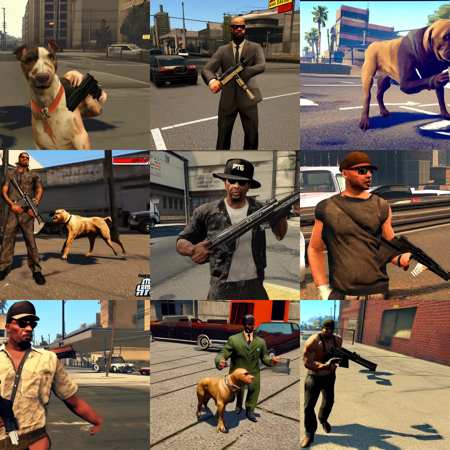 Prompt: bred pitt with a machine gun gta v style