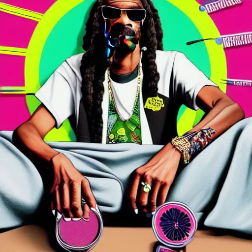 Prompt: snoop dogg smoke someone feet, gta vice city style, smooth painting, each individual seeds have ultra high detailed, 4 k, illustration, comical, acrylic paint style, pencil style, torn cosmo magazine style, pop art style, ultra realistic, underrated, by mike swiderek, jorge lacera, ben lo, tyler west