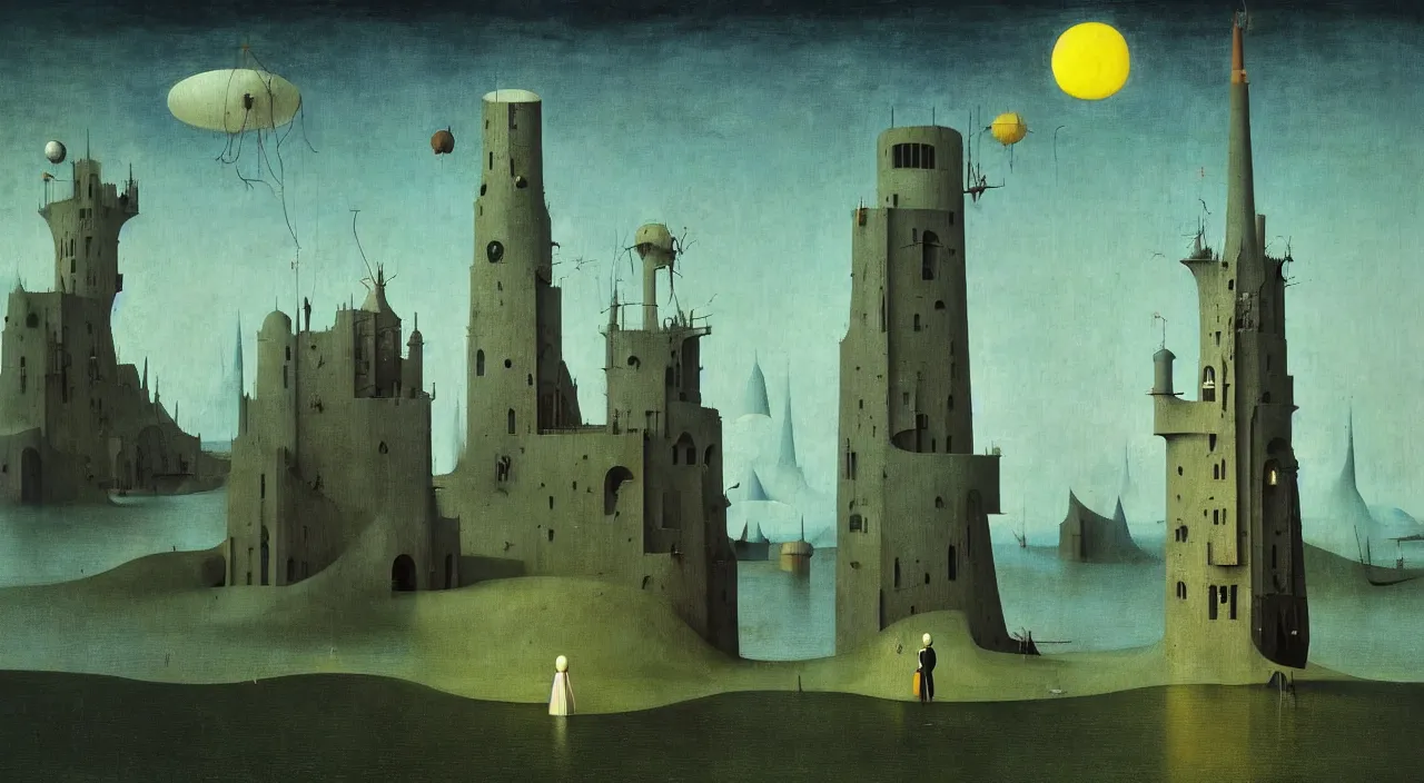 Prompt: single flooded simple!! tower anatomy, very coherent and colorful high contrast masterpiece by franz sedlacek hieronymus bosch dean ellis simon stalenhag rene magritte gediminas pranckevicius, dark shadows, sunny day, hard lighting