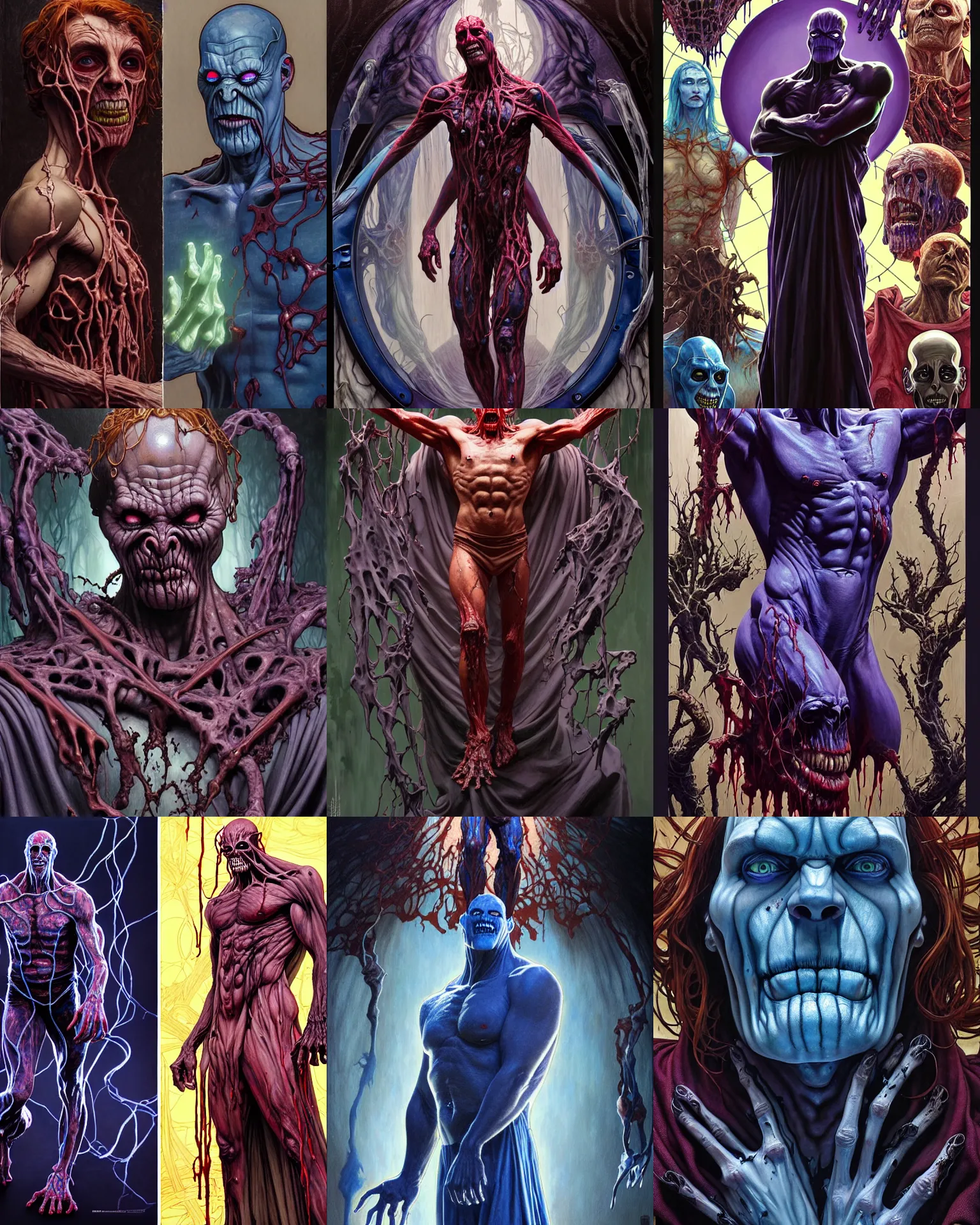 Prompt: the platonic ideal of dripping paint of cletus kasady ultimate carnage thanos dementor doctor manhattan chtulu nazgul, detailed, intricate, hyperrealism, intense, scary, decay, dmt, art by brock hofer and artgerm and greg rutkowski and alphonse mucha