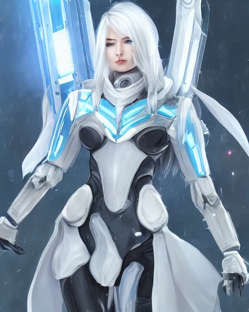 Prompt: perfect white haired girl, warframe armor, beautiful, dreamy, half asian, pretty face, blue eyes, detailed, windy weather, scifi, utopian architecture, laboratory, 4 k, ultra realistic, epic lighting, cinematic, high detail, masterpiece, art by akihito tsukushi, akasuki voidstar