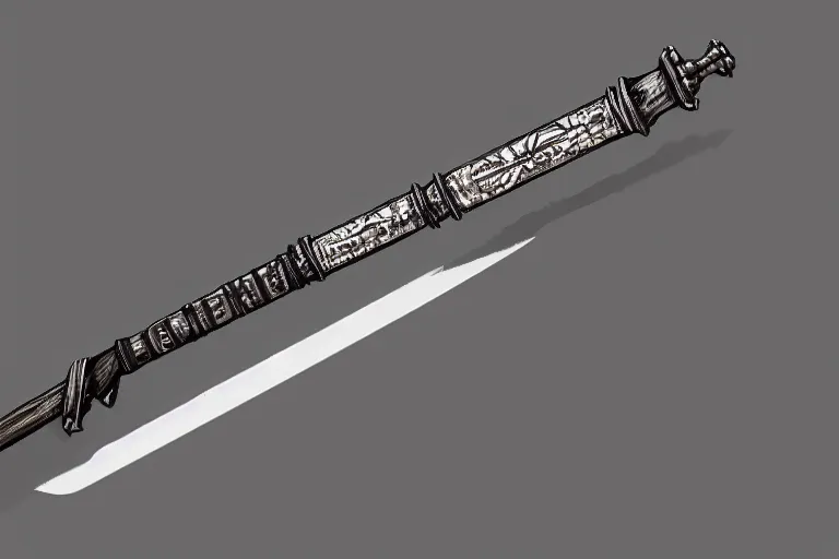 Image similar to haunted saber sword, one object, closetup, artstation, intricate