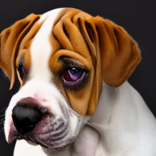 Prompt: 50mm photo, Owen Wilson symmetrical eyes holding a boxer puppy