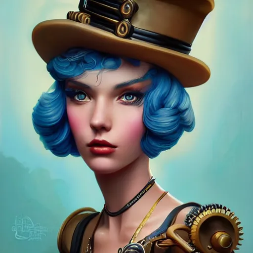 Image similar to Lofi Steampunk portrait Pixar style by Tristan Eaton Stanley Artgerm and Tom Bagshaw.