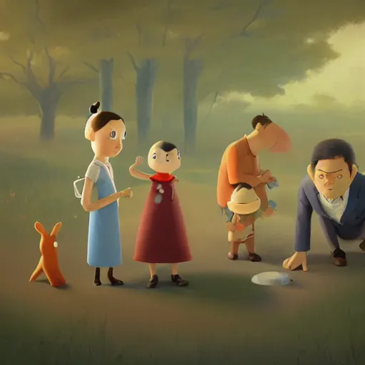 Prompt: goro fujita ilustration ilustration a family gathering in the country, characterized by kuroda seiki, character art, focus, highly detailed, artstation