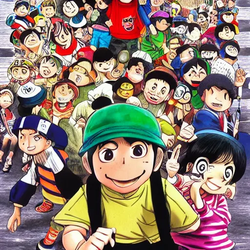 Image similar to amazing manga cover of El Chavo del 8 by Yusuke Murata hyper detailed fullcolor