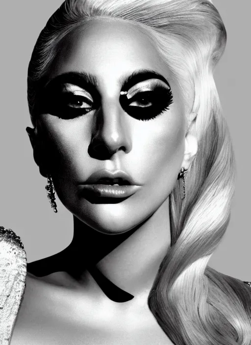 Prompt: lady gaga styled by nick knight posing, the fame monster, full body shot, vogue magazine, canon, highly realistic. high resolution. highly detailed. dramatic. 8 k. 4 k.