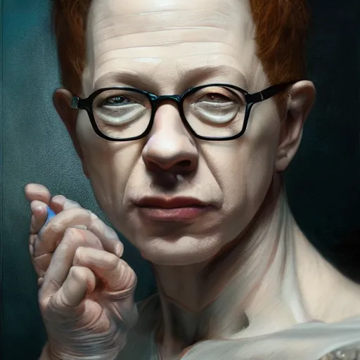 Prompt: portrait painting of danny elfman, ultra realistic, concept art, intricate details, eerie, highly detailed, photorealistic, octane render, 8 k, unreal engine. art by artgerm and greg rutkowski and alphonse mucha