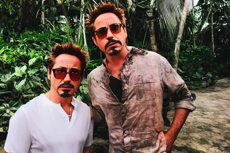 Image similar to a full portrait photo of robert downey jr holiday in bali, f / 2 2, 3 5 mm, 2 7 0 0 k, lighting, perfect faces, award winning photography.