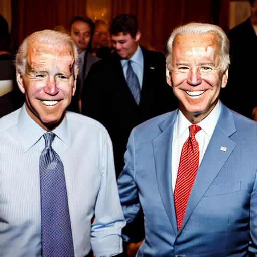 Image similar to A photo of joe biden teams up with a teenage joe biden, perfect faces, 50 mm, award winning photography