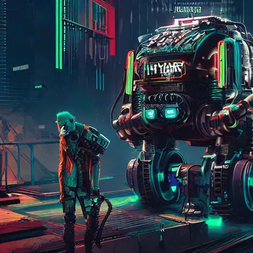 Image similar to robot hyena, cyberpunk 2 0 7 7 concept art, highly detailed