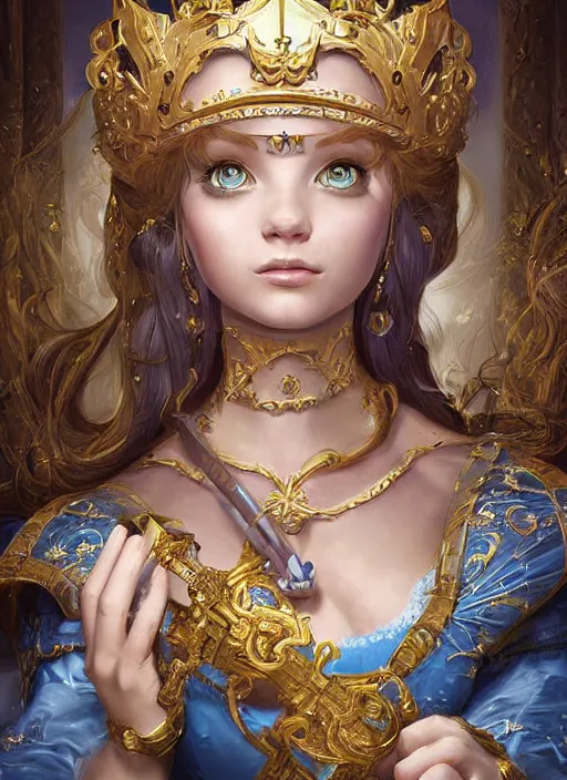 Prompt: digital painting of royal princess girl by filipe pagliuso and justin gerard symmetric fantasy highly detailed realistic intricate port