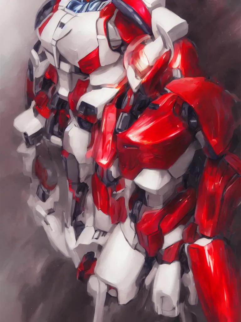 Prompt: A realistic anime portrait of a man in a Gundam suit with glowing red, digital painting, by Stanley Artgerm Lau, Sakimichan, WLOP and Rossdraws, digtial painting, trending on ArtStation, SFW version