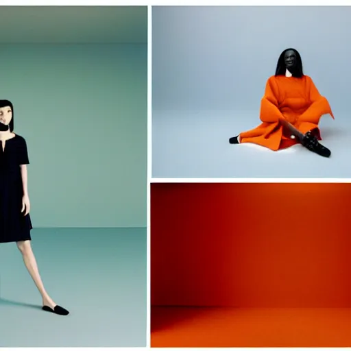 Image similar to realistic photoshooting for a new balenciaga lookbook, color film photography, portrait of a beautiful woman, location in a set design by james turrell, in style of Tyler Mitchell, 35mm,