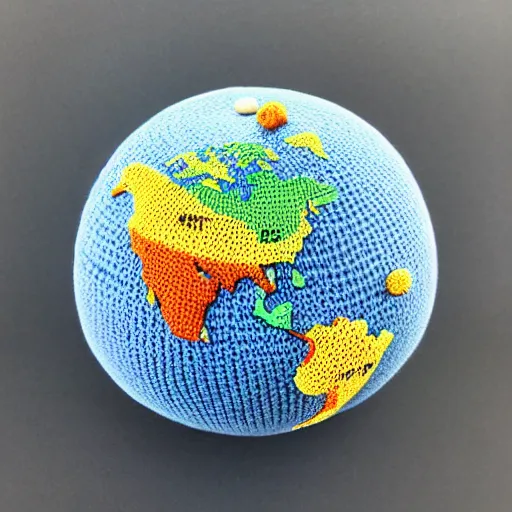 Image similar to Planet Earth, amigurumi, white background, 3d