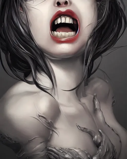 Prompt: death is swallowed up in victory, very detailed and beautiful face, screaming, artwork by artgerm, centered shot, wide angle, full body, islandpunk