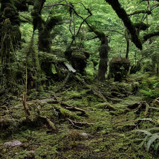 Image similar to aokigahara riddled with rotten corpses, overgrown, lumpy, 8 k