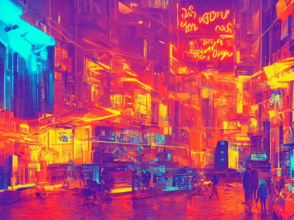 Prompt: London, bright colors, neon orange, beauty, summer vibes, trending on artstation