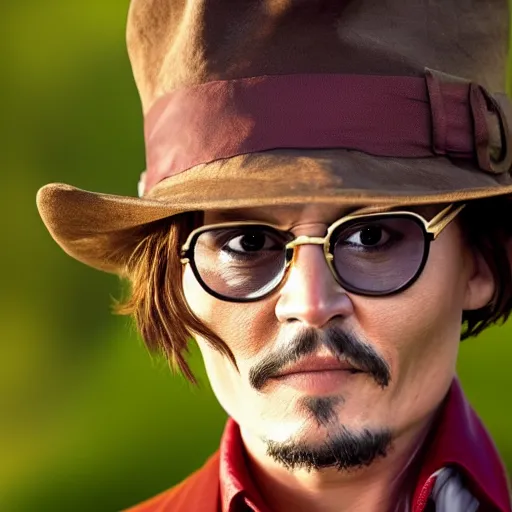 Prompt: johnny depp as winnie the pooh, realistic photo, 4 k