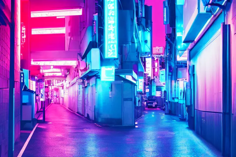 Image similar to neon tokyo street futuristic aesthetic, wallpaper, unsplash, colorful, style of aenami alena, neon blue color,