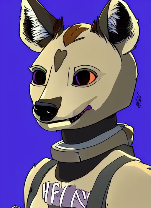 Image similar to digital detailed full body of anthromorphic female hyena, in style of zootopia, zootopia, zootopia, fursona, furry, furaffinity, 4 k, deviantart, furry art, fursona art, wearing astronaut outfit, in style of zootopia, hyena fursona, cyberpunk, female, detailed feminine face,