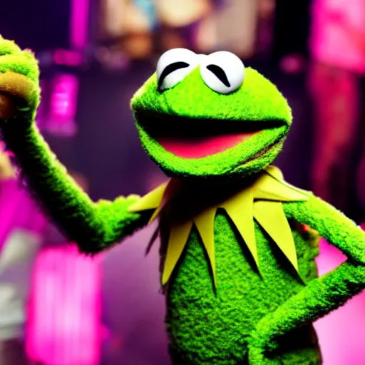 Prompt: muppet on a rave