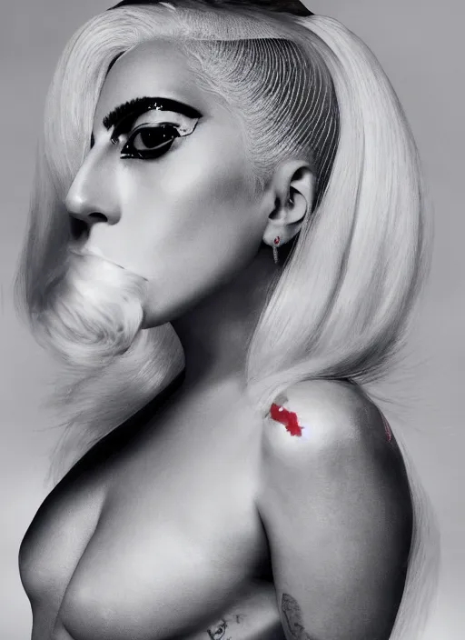 Image similar to lady gaga by nick knight, born this way, born this way album, red weapon 8 k s 3 5, cooke anamorphic / i lenses, highly detailed, cinematic lighting