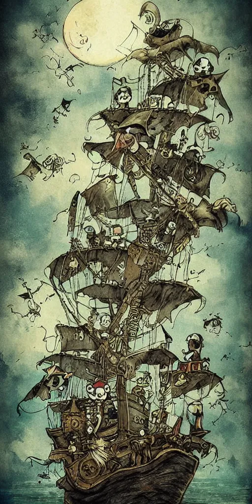 Prompt: a pirate scene by alexander jansson