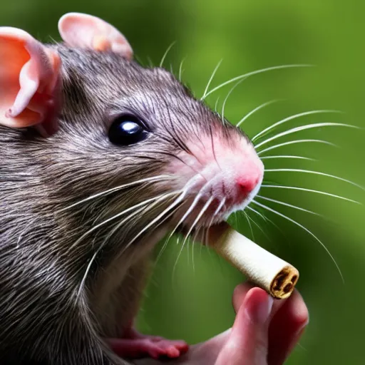 Image similar to a rat smoking a blunt,