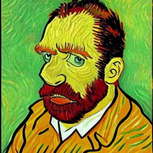 Image similar to vincent van gogh style painting of homer simpson