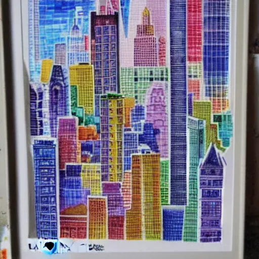 Prompt: new york city made out of tetris pieces, watercolor painting