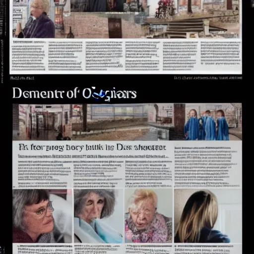 Prompt: Different stages of dementia through the eyes of the observer, 4-column layout, interesting composition