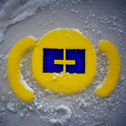 Image similar to pacman made of yellow snow, photography