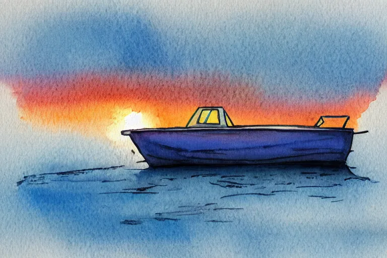 Image similar to Watercolor illustration of a boat against the sunset