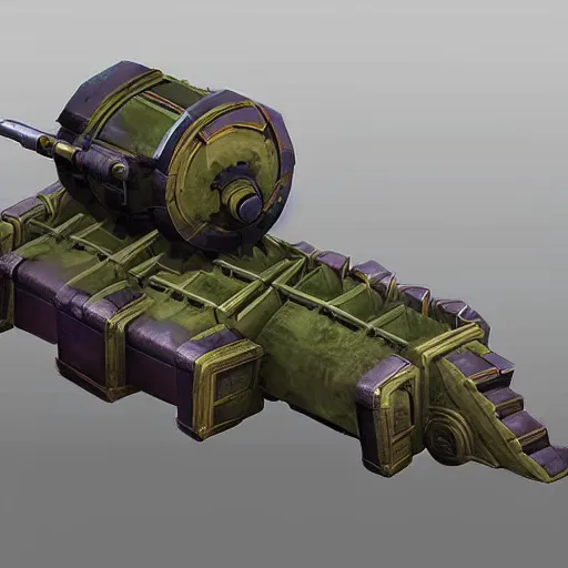Prompt: a heavy artillery void cannon is a large, powerful cannon that fires void energy. these cannons are often used to siege enemy fortifications or to bombard large groups of enemies.