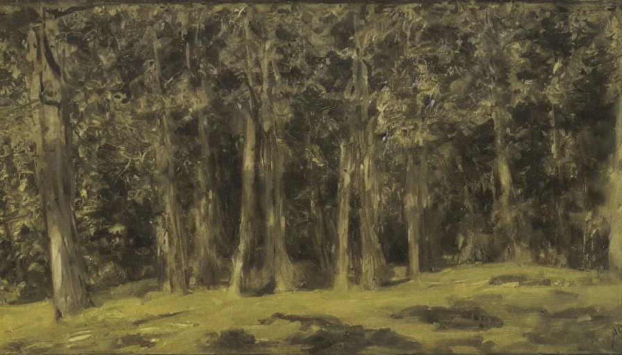 Prompt: a beautiful row of trees, blank black background by eugene von guerard, ivan shishkin, john singer sargent