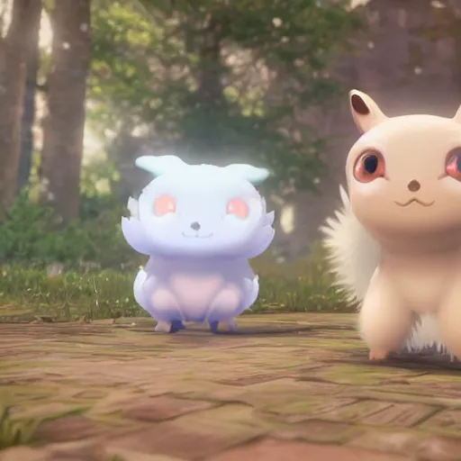 Prompt: The Child of Togepi and Vulpix, Cute, realistic, unreal engine