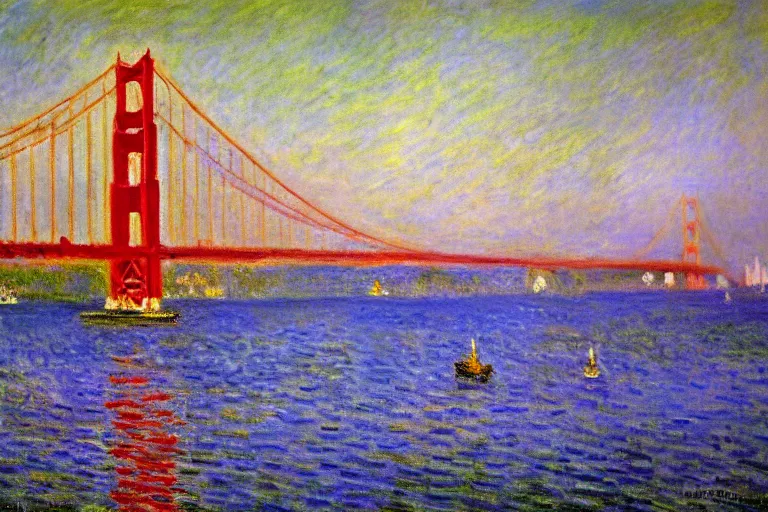 Image similar to monet painting of the golden gate bridge