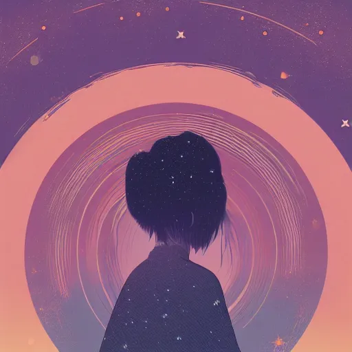 Prompt: a music disc by inio asano, aya takano color style, 4 k, super detailed, night sky, digital art, digital painting, celestial, majestic, colorful