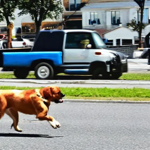 Image similar to a dog pulling a truck