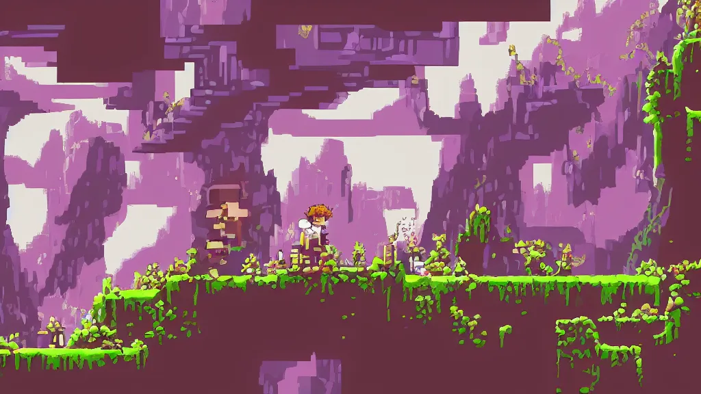 Image similar to made in abyss magical cave colorful pixel art