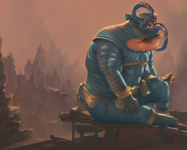 Image similar to an insanely detailed painting of a slightly chubby, nerdy asian man wearing a superhero costume and mask, sitting at a desk, staring at the nervously at the computer and typing, in the style of peter mohrbacher, dramatic lighting and composition, octane render, trending on artstation, concept art, comic book, view from behind