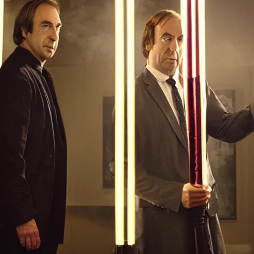 Image similar to saul goodman as a jedi knight