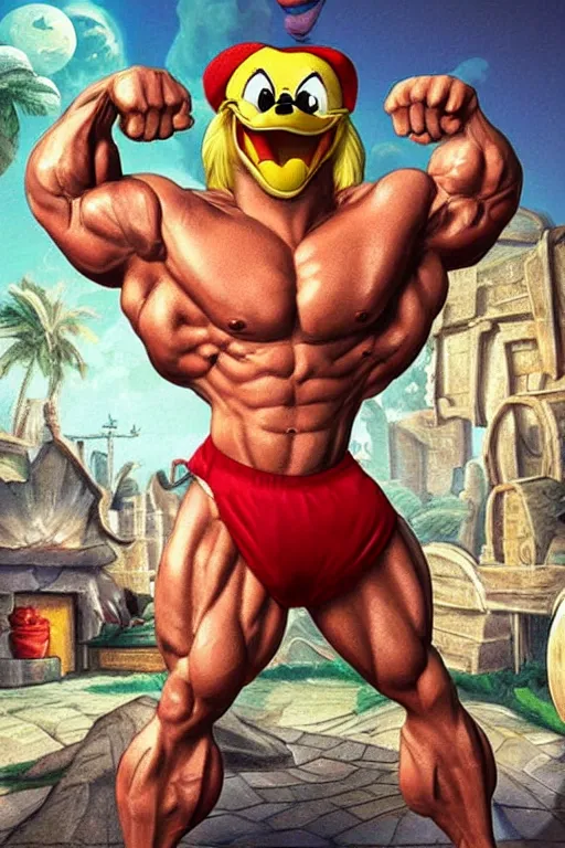 Image similar to muscular scrooge mcduck, scrooge mcduck bodybuilder, photorealistic, highly detailed,