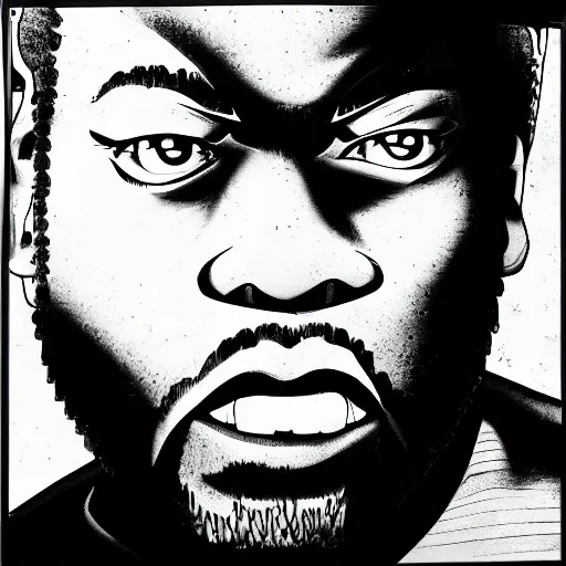 Image similar to manga panel of ice cube ( from nwa ) in the style of kentaro miura, 8 k, 4 k, masterpiece, trending on artstation