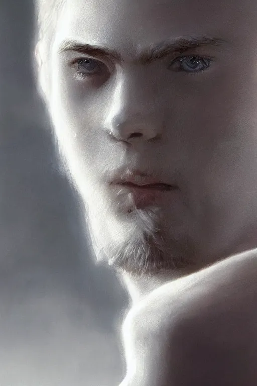 Image similar to blonde wild hair man, black eye - patch, close - up portrait, plain white tshirt, powerfull, intricate, elegant, volumetric lighting, scenery, digital painting, highly detailed, artstation, sharp focus, illustration, concept art, ruan jia, steve mccurry