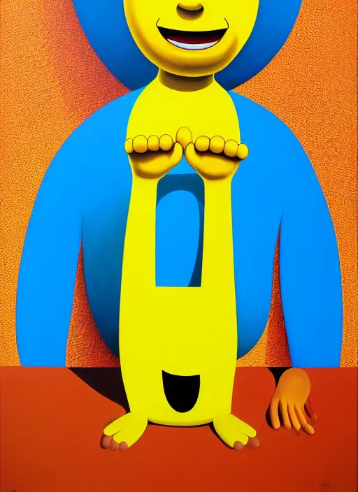 Image similar to splash painting, happy guy, by os gemeos