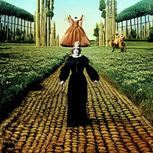 Prompt: an extremely detailed large format hasselblad photo of the tilda swinton posing for butcher billy in a wizard of oz environment