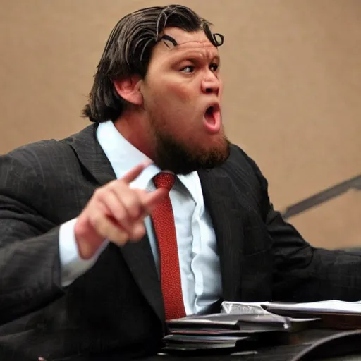 Image similar to King Kong attorney at law arguing his case in front of the jury