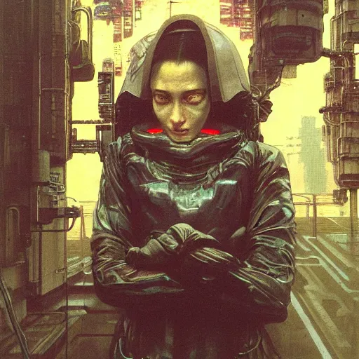 Prompt: portrait of cyberpunk computer scientist who served as systems engineer dancer on the neo Tokyo streets of the Mecha Empire city during the Festival of Masks, award-winning realistic sci-fi concept art by Beksinski, Bruegel, Greg Rutkowski, Alphonse Mucha, and Yoshitaka Amano